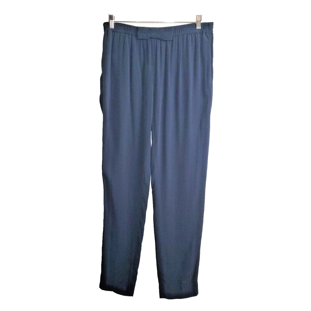 KATE SPADE Womens Small Black Ankle Pull On Pants BOW WAISTBAND Designer Viscose